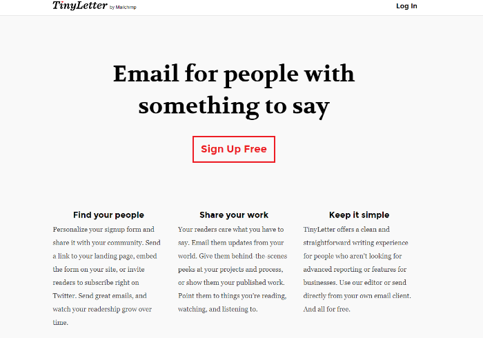 Crear un boletín con TinyLetter